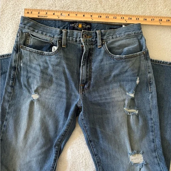Lucky Brand Distressed Style Men’s Blue Jeans Size W33 L32 - Picture 7 of 11